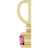 14K Gold Round Natural Pink Tourmaline Accented Pendant - Yellow Gold - view 9