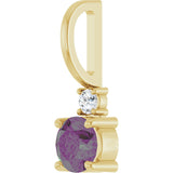 14K Gold Round Lab-Grown Alexandrite Accented Pendant - Yellow Gold - view 8