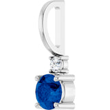 Platinum Round Natural Blue Sapphire Accented Pendant - view 8