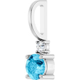 14K Gold Round Natural Aquamarine Accented Pendant - White Gold - view 8