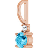14K Gold Round Natural Aquamarine Accented Pendant - Rose Gold - view 8