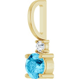 14K Gold Round Natural Aquamarine Accented Pendant - Yellow Gold - view 8