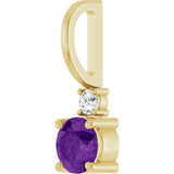 14K Gold Round Natural Amethyst Accented Pendant - Yellow Gold - view 8