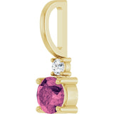 14K Gold Round Natural Pink Tourmaline Accented Pendant - Yellow Gold - view 8