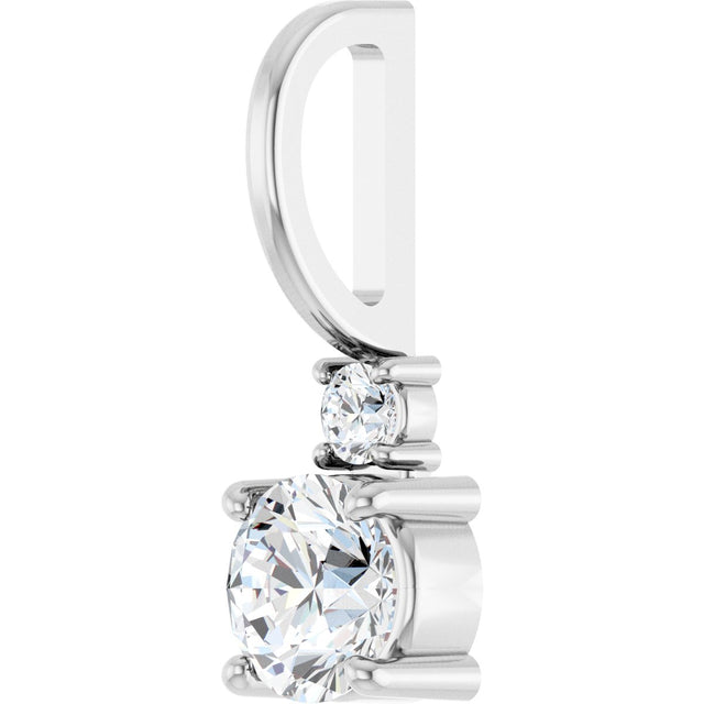 Platinum Round Natural White Sapphire Accented Pendant - view 8