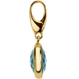 14K Gold Oval Natural Swiss Blue Topaz Solitaire Pendant - view 4