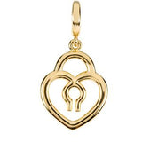 14K Gold Heart Lock Pendant - Yellow Gold