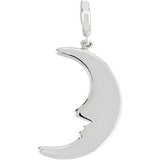 14K Gold Crescent Moon Pendant - White Gold