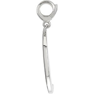 14K Gold Crescent Moon Pendant - White Gold - view 2