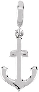 14K Gold Anchor Pendant - White Gold
