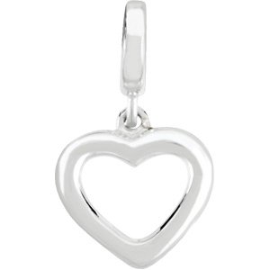 14K Gold Heart Pendant – 19x10mm - White Gold