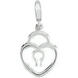 14K Gold Heart Lock Pendant - White Gold