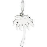 14K Gold Palm Tree Pendant - White Gold