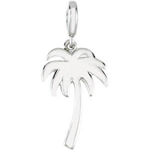 14K Gold Palm Tree Pendant - White Gold