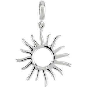 14K Gold Sun Pendant - White Gold