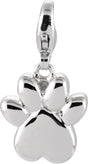 14K Gold Charming Animals Paw Print Pendant - White Gold