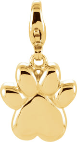 14K Gold Charming Animals Paw Print Pendant - Yellow Gold