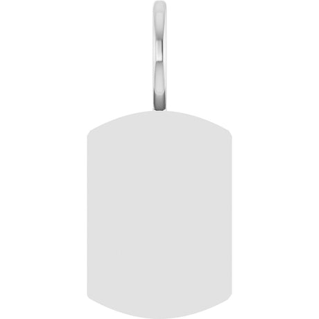10K Gold Engravable Dog Tag Pendant - White Gold
