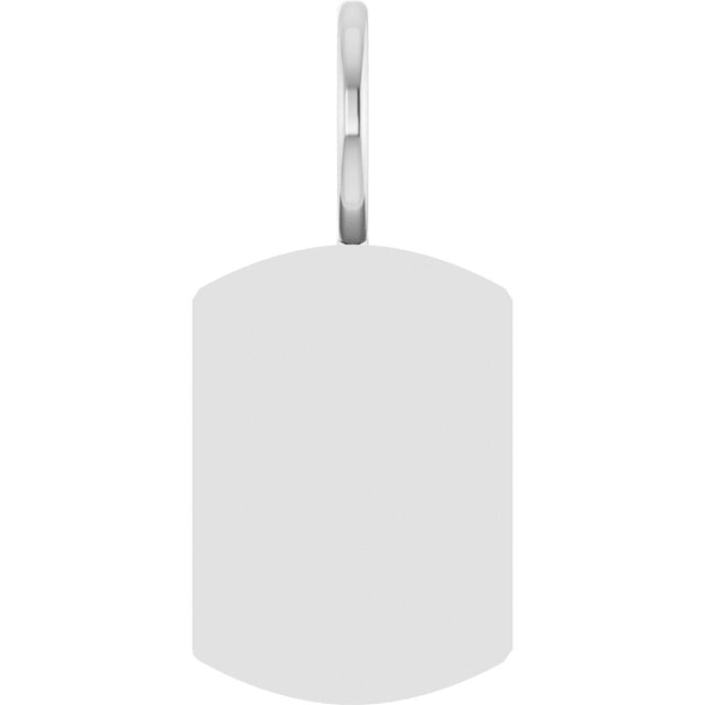 10K Gold Engravable Dog Tag Pendant - White Gold