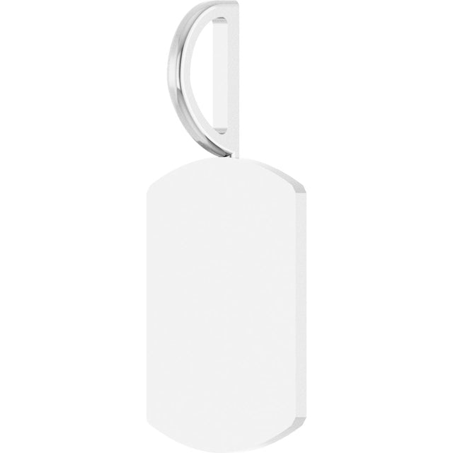 10K Gold Engravable Dog Tag Pendant - White Gold - view 2