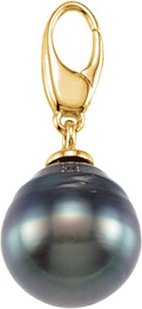 14K Gold Cultured Gray Tahitian Pearl Pearl Pendant - view 2