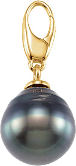 14K Gold Cultured Gray Tahitian Pearl Pearl Pendant - view 2
