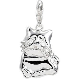 14K Gold Charming Animals Cat Pendant - view 3