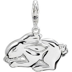 14K Gold Charming Animals Rabbit Pendant - White Gold