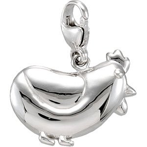 14K Gold Charming Animals Hen Pendant - view 3
