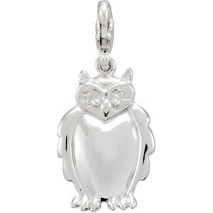 14K Gold Charming Animals Owl Pendant - view 3