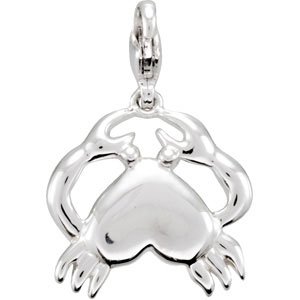14K Gold Charming Animals Crab Pendant - White Gold