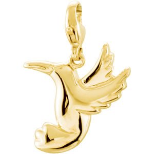 14K Gold Charming Animals Hummingbird Pendant