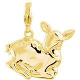 14K Gold Charming Animals Deer Pendant