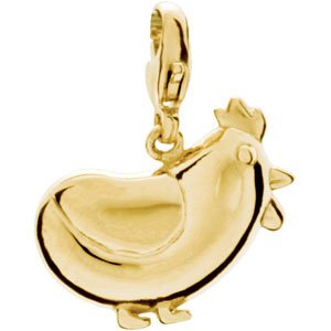14K Gold Charming Animals Hen Pendant