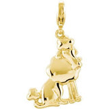 14K Gold Charming Animals Poodle Pendant