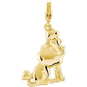 14K Gold Charming Animals Poodle Pendant