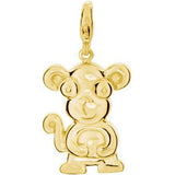 14K Gold Charming Animals Monkey Pendant - Yellow Gold