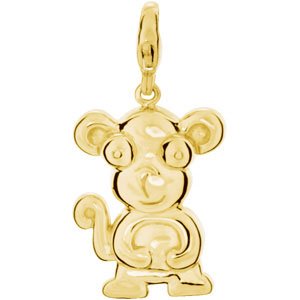 14K Gold Charming Animals Monkey Pendant - Yellow Gold