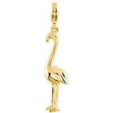 14K Gold Charming Animals Flamingo Pendant