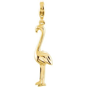 14K Gold Charming Animals Flamingo Pendant