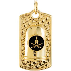 14K Gold Guardian Dog Tag Pendant - Yellow Gold