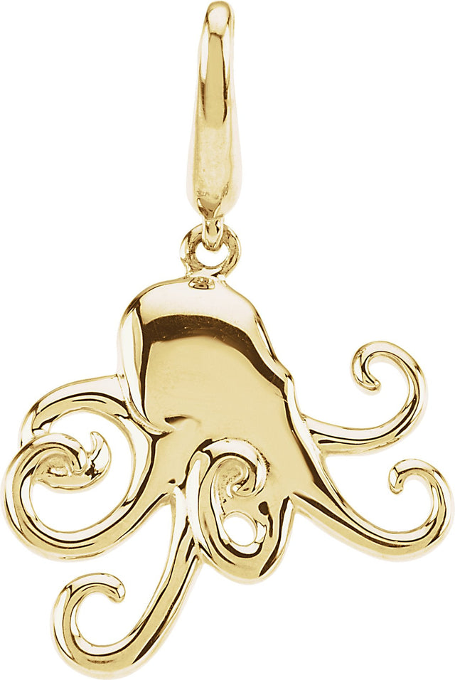 14K Gold Octopus Pendant - Yellow Gold