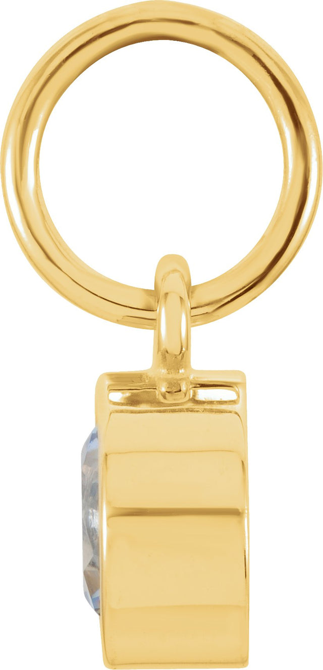 14K Gold Round Aquamarine Simulated Birthstone Pendant - Yellow Gold - view 4
