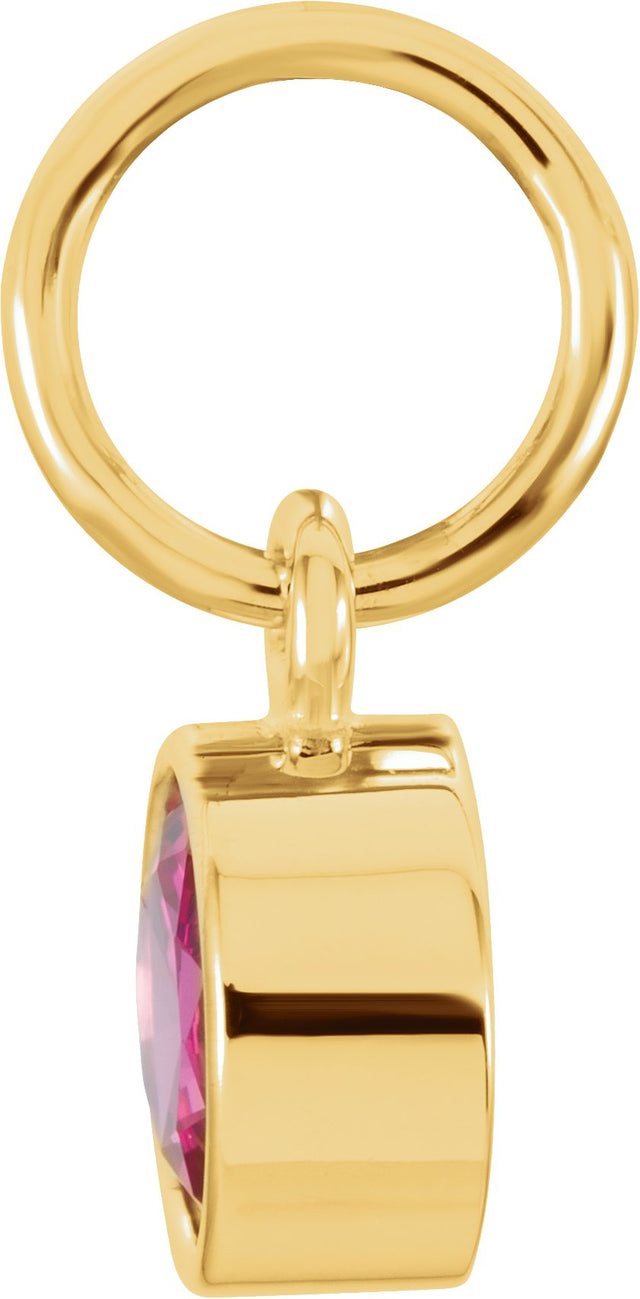 14K Gold Round Ruby Simulated Birthstone Pendant - Yellow Gold - view 4