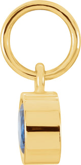 14K Gold Round Blue Sapphire Simulated Birthstone Pendant - Yellow Gold - view 4