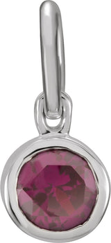 14K Gold Round Garnet Simulated Birthstone Pendant - White Gold - view 5