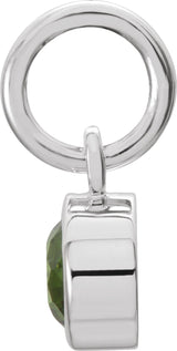 14K Gold Round Peridot Simulated Birthstone Pendant - White Gold - view 4