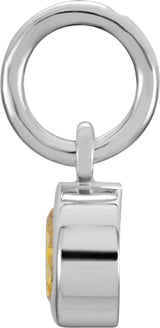 14K Gold Round Citrine Simulated Birthstone Pendant - White Gold - view 4