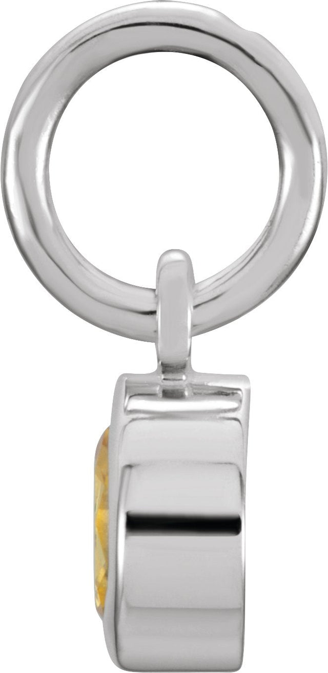 14K Gold Round Citrine Simulated Birthstone Pendant - White Gold - view 4
