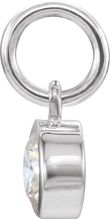 14K Gold Round Diamond Simulated Birthstone Pendant - White Gold - view 4